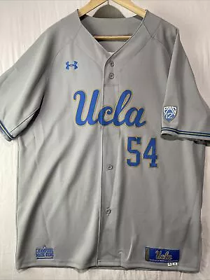 Under Armour UCLA Bruins Baseball Game Jersey Mens Size XL Team Issued #54 Gray • $150