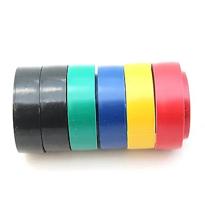 PVC Insulation Tape Assorted Colours 6 Rolls Colour Roll Electrical Tapes Sticky • £3.59