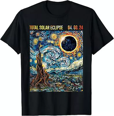 Total Solar Eclipse 2024 Starry Night Painting Van Gogh Unisex T-Shirt • $21.99