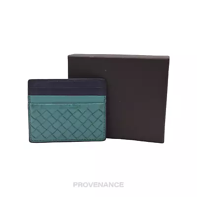 Bottega Veneta Card Holder Wallet - Blue Intrecciato • $247