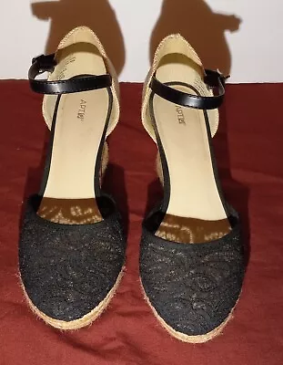 Apt. 9 Women's Wedge Sandals Black/Tan Size 7.5 Cork And Rope Wedge • $5