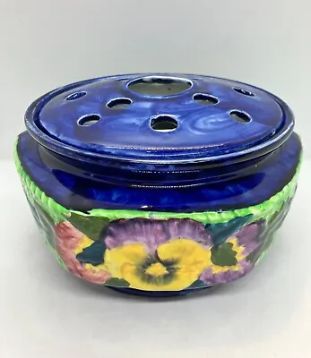 Rare Antique Maling 1930s Blue Viola Pansy Vase/Bowl Ringtons — Two Rose Posies • £29.99