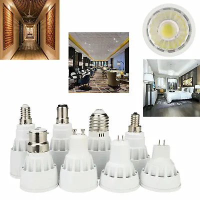 7W 9W 12W Dimmable LED COB Spotlights Bulb GU10 MR16 E27 E14 Bright White Lamps • £5.59