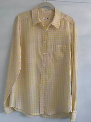 £45 • Buy Equipment Lemon Yellow And White Gingham Pattern Silk Shirt Size Small