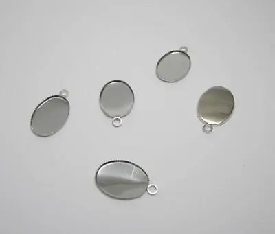 £4.95 • Buy 20 Silver Plated Oval Pendant Bezel Charms 18 X 13 Mm Cabochons Jewellery Making