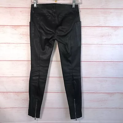 J Brand Black Stretch Ankle Zip Leather Pants Sz 23 Stunning • $14.29