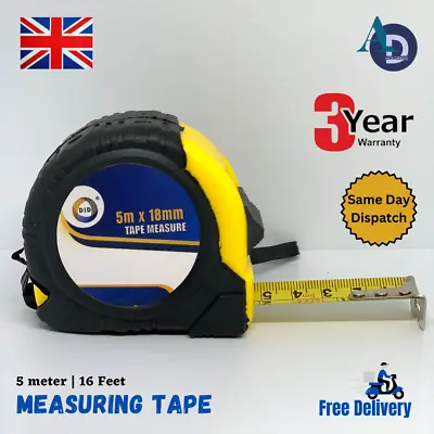 5M Retractable Metal Tape Measure PowerGripLock Metric Imperial Measuring 16FT • £3.90