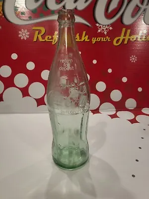 Vintage Anchor Hocking Glass Green Tint Coca-Cola Coke Bottle 26oz Elkins W Va • $15