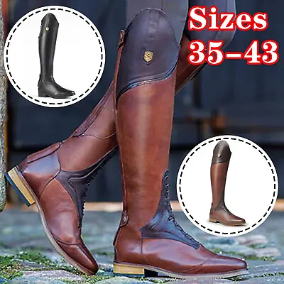 Women' Riding Boot Leather Knee High Boots Vintage Horse Riding Boots Tall Boots • $34.09