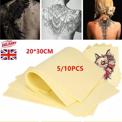 5/10 Tattoo Practice Fake Skin Blank Sheets Needle Machine Supply Training Tool • £14