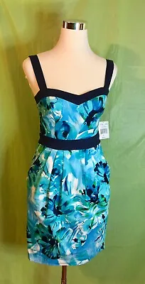B. Smart Women’s Size 8 Sleeveless Floral Blue Multicolor Pocket Dress NWT $60 • $29.93