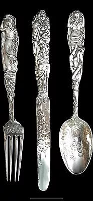 💗Tiffany Nursery Rhyme 3-Piece Sterling Youth Set THERESA 1009 RARE C 1895 • $1095