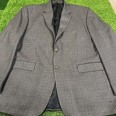 Lauren Ralph Lauren Blazer 48L Gray And Blue Houndstooth Wool Jacket • $29.99