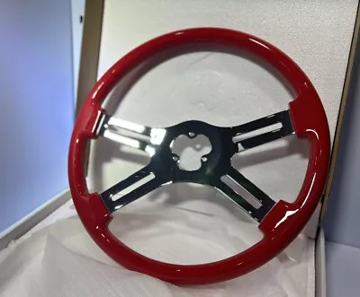 18″  Red STEERING WHEEL – 4 SPOKE Chrome Peterbilt Kenworth Frightliner Volvo • $159.99