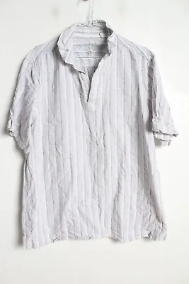Cherokee Mens Linen Blend Tunic Shirt - Striped Grey - Size Medium M (VV6) • £3.99