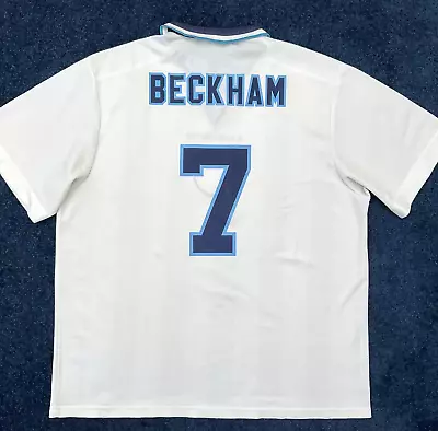 VINTAGE AUTHENTIC ENGLAND EURO 96  FOOTBALL SHIRT 2XL ADULT (GOOD) BECKHAM No7 • £190