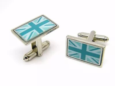 Union Jack Badge Cufflinks Flag Gift Cuff Links Blue • £4.99