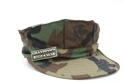 Usmc Woodland Cap 8 Point 2 Ply Top Stitch With Ega • $16.99