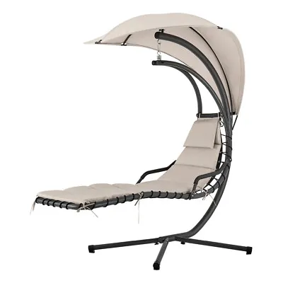£199.95 • Buy Outdoor Hanging Lounger Sun Hammock Chair Garden Swing With Arc Stand & Canopy