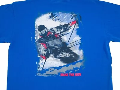 Ski Make Run 90s  Stitch Streetwear USA Made Snow Marlboro Skiing Vintage Tee • $13.88