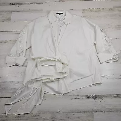 Romeo Juliet Conture Wrap Blouse Shirt Womens Medium White Long Sleeve Lace • £11.56