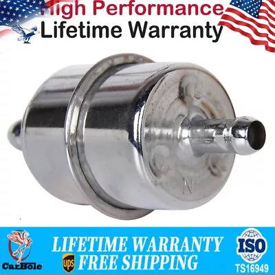 9746 Chrome Canister Fuel Filter For Ford GMC 3/8  ID Hose Carburetor Inline Gas • $8.99