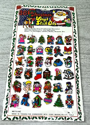 Vintage 36 Christmas Puffy Vinyl Stickers Commodore Made In Taiwan NOS Kitschy • $14.99