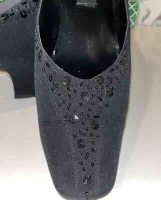 J. Renee J Renee Praise Fabric Black Beaded Pumps Heels 9.5 M Prom/Formal Vtg • $24.99