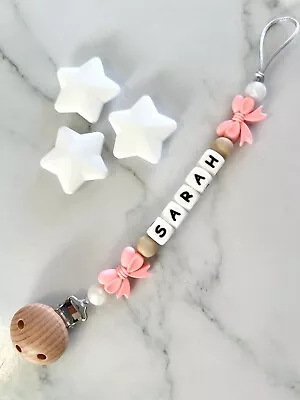 Personalised Dummy Clip - Custom Pacifier Chain - Newborn Gift Soother Holder • $12.84