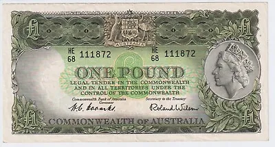 1953 Australia 1 Pound Banknote - Coombs / Wilson - R33 - VF - # 31204 • $48