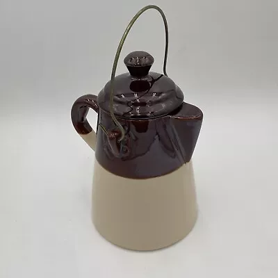 McCoy Chuck Wagon Cookie Jar Metal Handle Coffee Pot USA Brown Vintage • $39.99