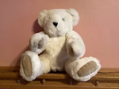 Authentic Vermont Teddy Bear White Jointed Blue Eyes 16  Soft Toy  NICE! • $18.50