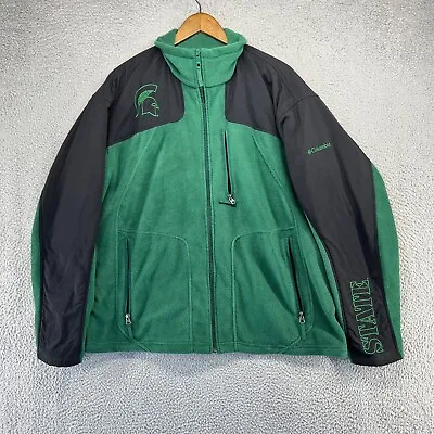 Columbia Michigan State Fleece Sweater Men's XL Green Black Jacket Embroidered • $48.83