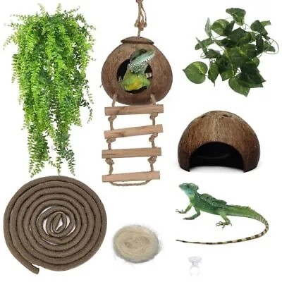 Leopard Gecko Tank Accessories Reptile Habitat Decor Reptiles Hanging Plants Art • $29.63