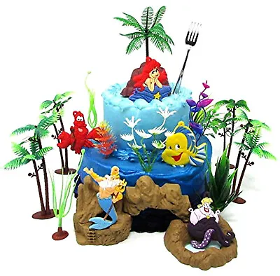 Little Mermaid Deluxe Birthday Cake Topper Set Featuring Decorative Accessories • $23.99