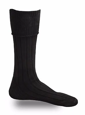 Scottish Wool Blend Kilt Hose Socks For Men's Black Color • $13.99