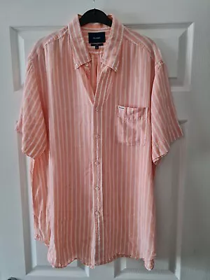 FACONNABLE CLUB Mens 100% Linen Short Sleeve Striped Shirt Size XL Chest 49 In • £29.99