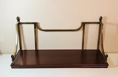 BOMBAY COMPANY 1996 Mahogany ? Brass ? Hanging TRAIN STYLE Wall Shelf SCRATCHED • $150