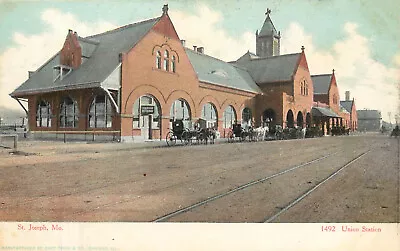 UDB Curt Teich Postcard St. Joseph MO Railroad Depot Union Station 1492 • $8.99