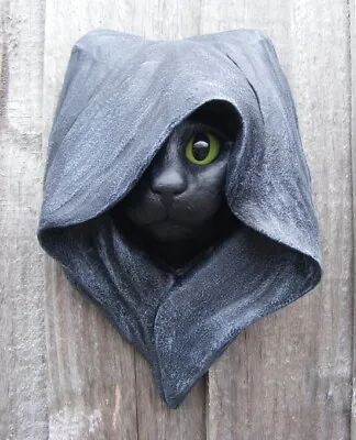 Hooded Black Cat Gothic Pagan Wiccan Ornament Gift Idea ~ Quirky Art By Firky • £15.75