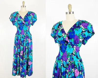 1980s Does The 1940s Dress - 1940s Dress - Floral Dress - Size Small • $125