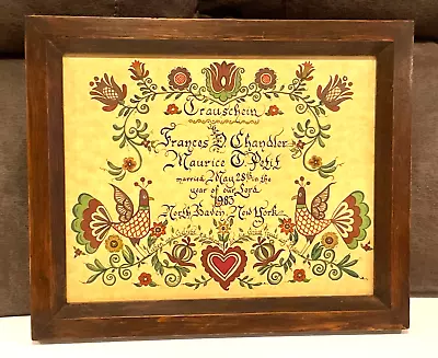 Fraktur PA Dutch Folk Art Painted Marriage Certificate 1983 Pennsylvania  • $29.99