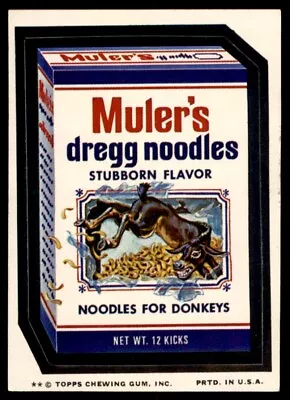 1974 Topps Wacky Packages 11th Series Muler's Dregg Noodles EX-NM (uncommon) • $9