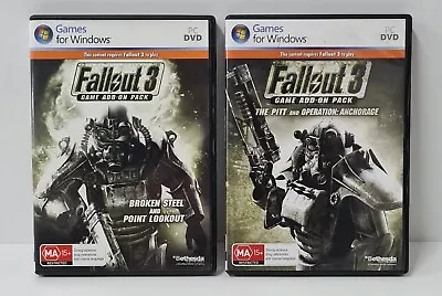 Fallout 3 Game Add-On Packs X2 (PC DVD) The Pitt / Broken Steel & Point Lookout • $24.95