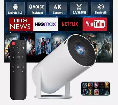 5G 4K Projector Smart HD LED WiFi Bluetooth HDMI USB Android Office Home Theater • £59.55