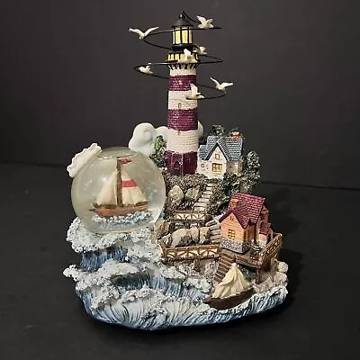 Sankyo Lighthouse Shorefront Music Box And Snow Globe Decor. • $10