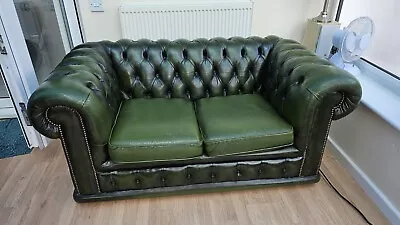 2 Seater Chesterfield Sofa Leather Green • £279.95