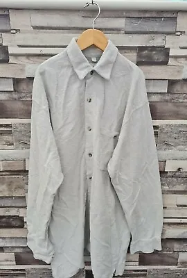 New Fast C&a Mens Light Grey Vintage 90's Inka Plain Boho Long Sleeve Shirt Uk M • £9.99