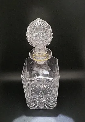 Vintage Atlantis Square Whisky Decanter W/ Faceted Cut Stopper ~ Signed ~ Heavy • $17.50