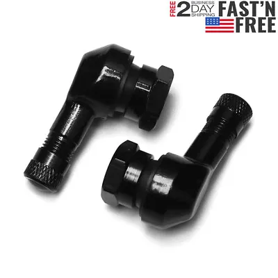 2pcs 90 Degree Aluminum Motorcycle Valve Stems Tire Rim Wheel Universal BLACK • $15.95